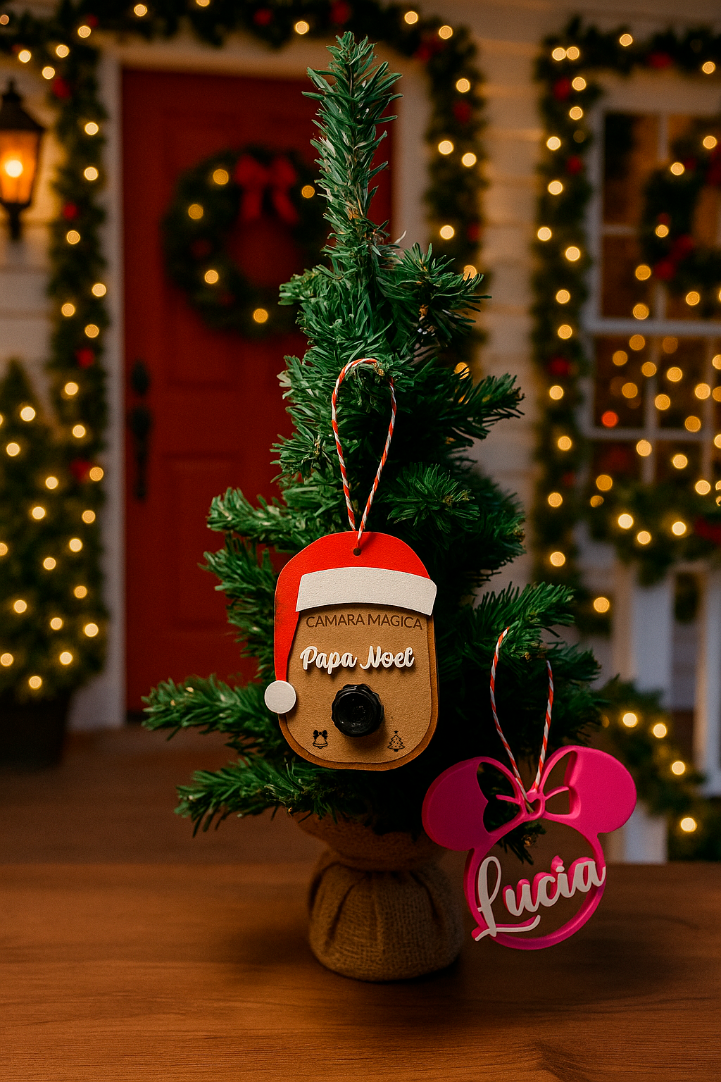 🎅 Cámara Mágica de Papá Noel – Adorno de Navidad personalizado en madera y 3D - Impresión y Regalos 3D