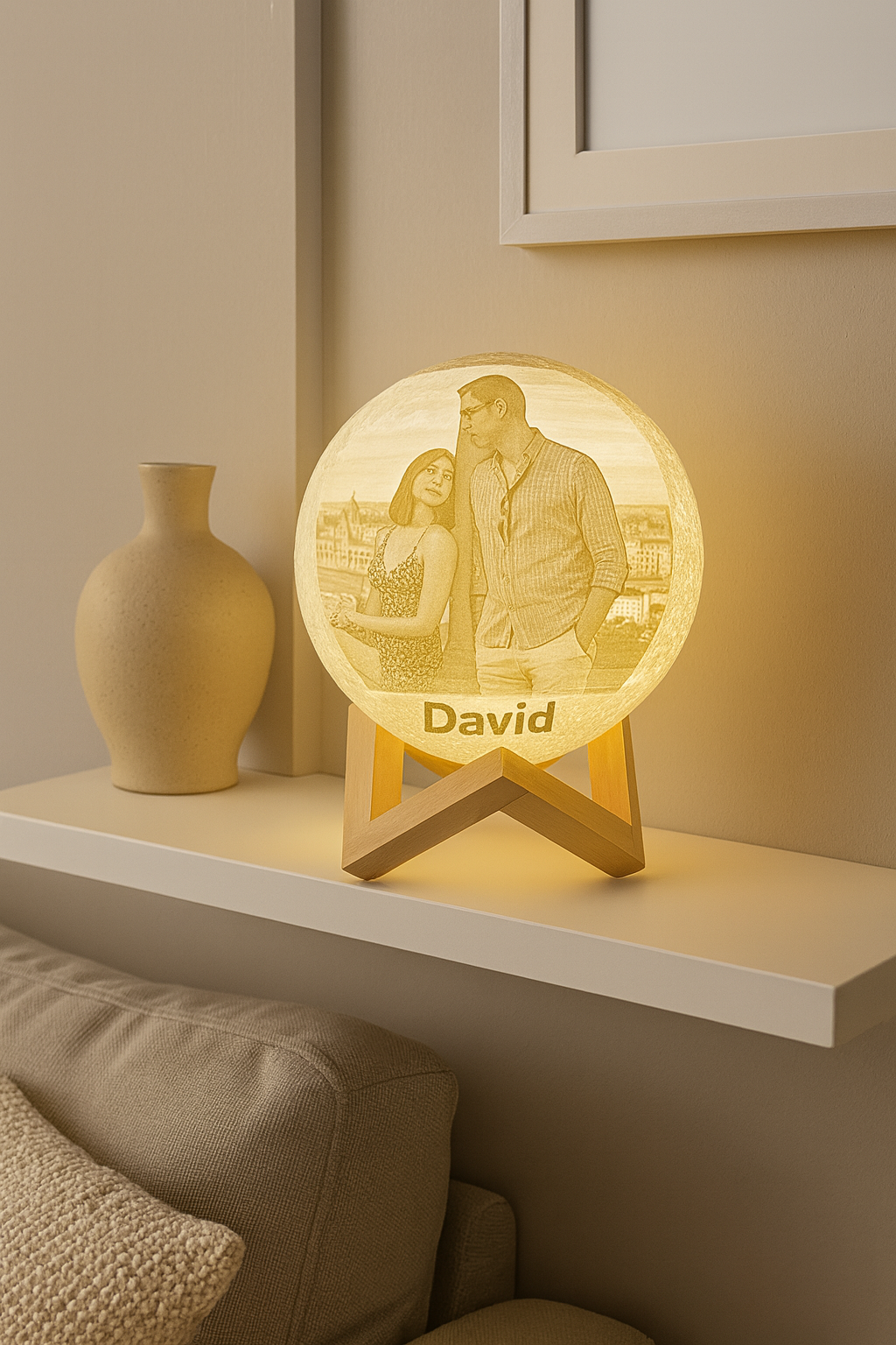 Lámpara Luna 3D personalizada con luz