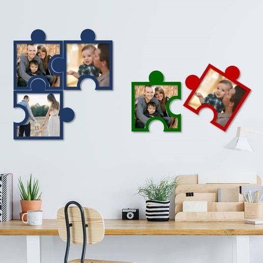 Marco de foto con forma de pieza de puzzle