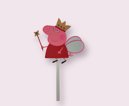 Topper para tarta de Peppa Pig Hada  con corona y varita y alas