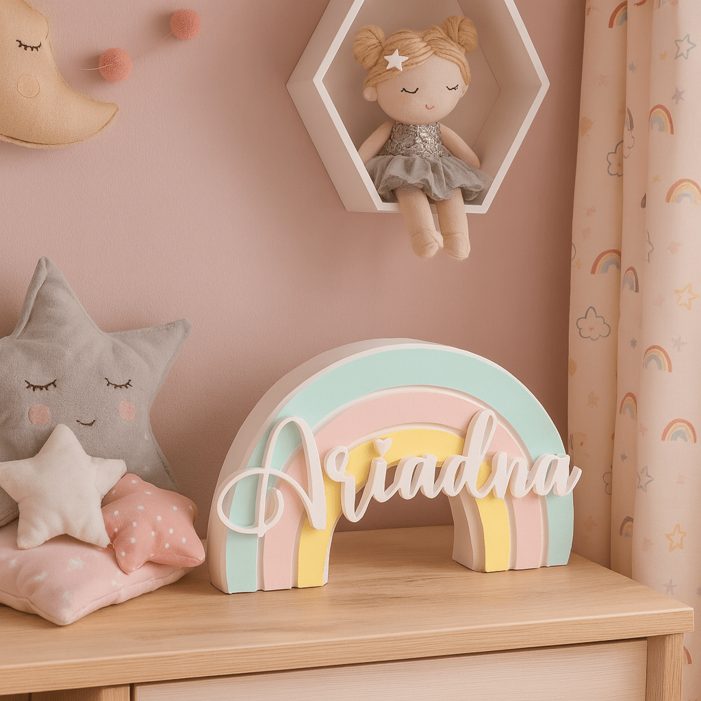 Arcoíris Infantil Personalizado con Nombre en Impresión 3D | Decoración Única - Impresión y Regalos 3D