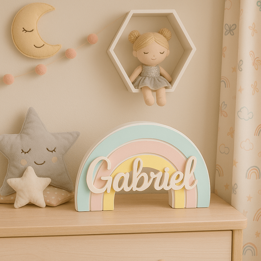 Arcoíris Infantil Personalizado con Nombre en Impresión 3D | Decoración Única - Impresión y Regalos 3D