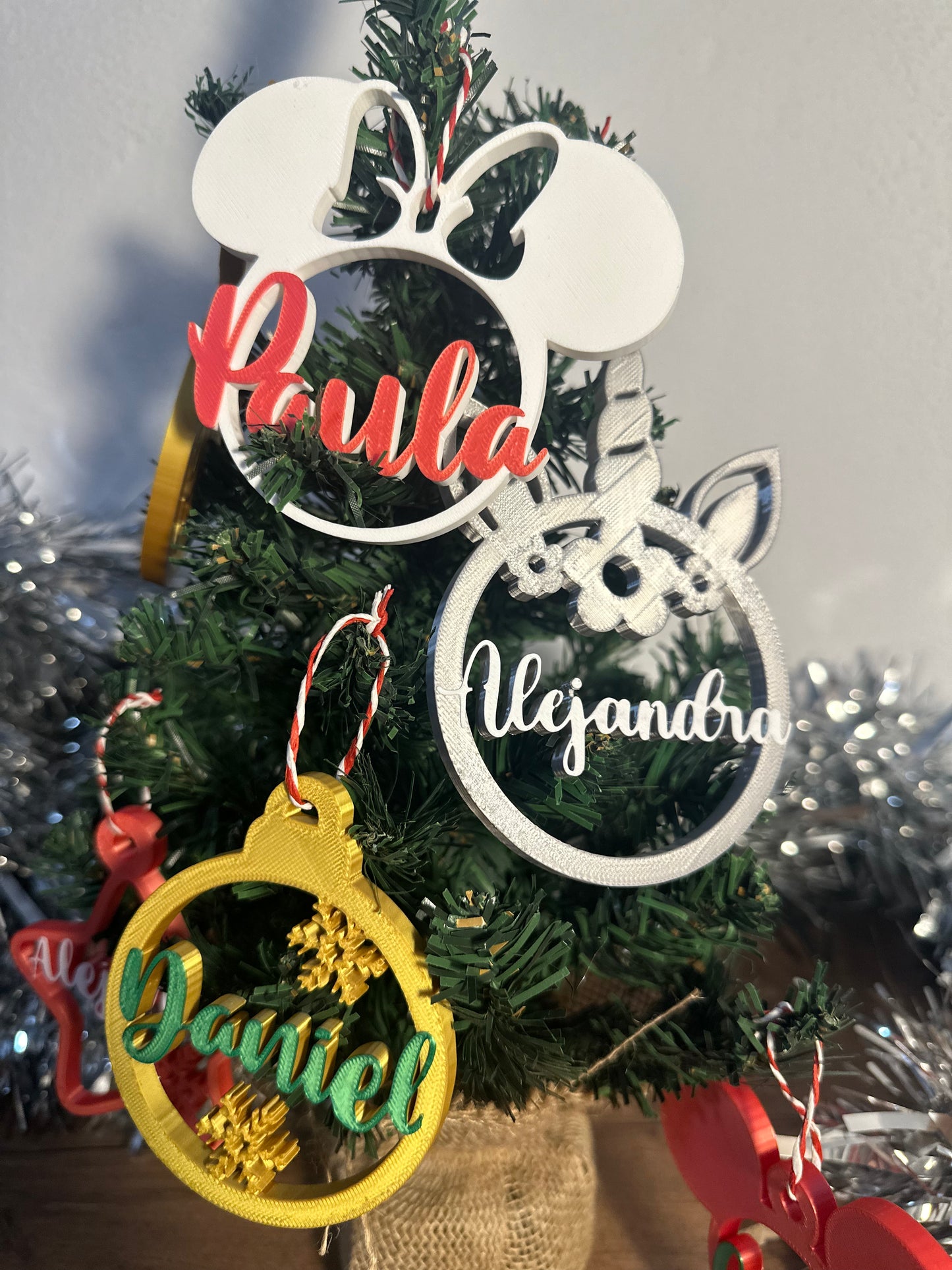 Bola navideña personalizada 3D con diseño de Mickey, perfecta para regalos navideños