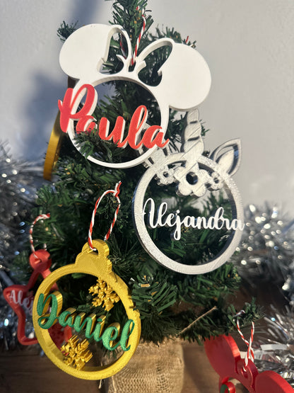 Bola navideña personalizada 3D con diseño de Mickey, perfecta para regalos navideños