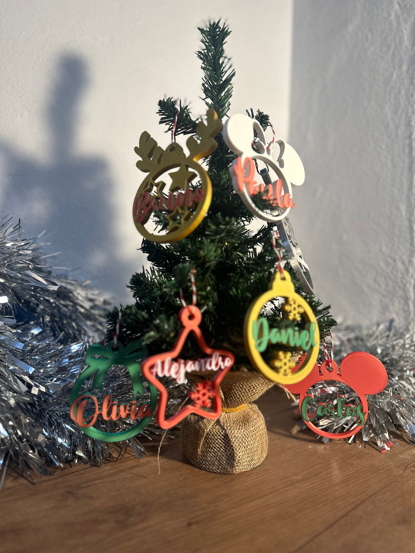 Bolas navideña personalizada 3D con diseño de Mickey, Reno, Estrella perfecta para regalos navideños.