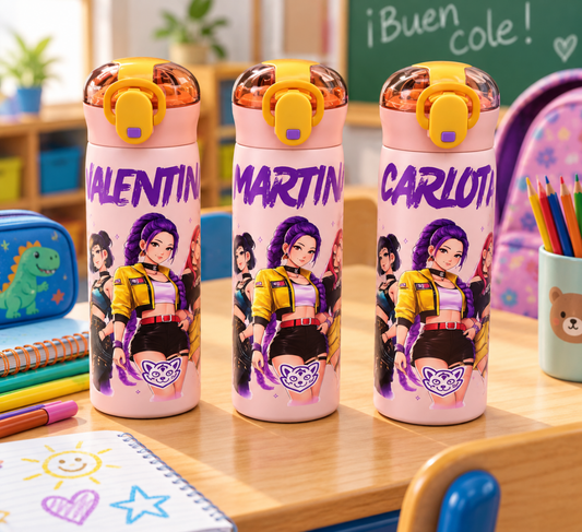 Botella térmica personalizada Huntrix y Saja Boys - Impresión y Regalos 3D
