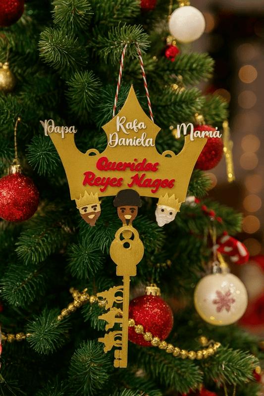 Corona y Llave de los Reyes Magos Personalizada para el Árbol - Impresión y Regalos 3D