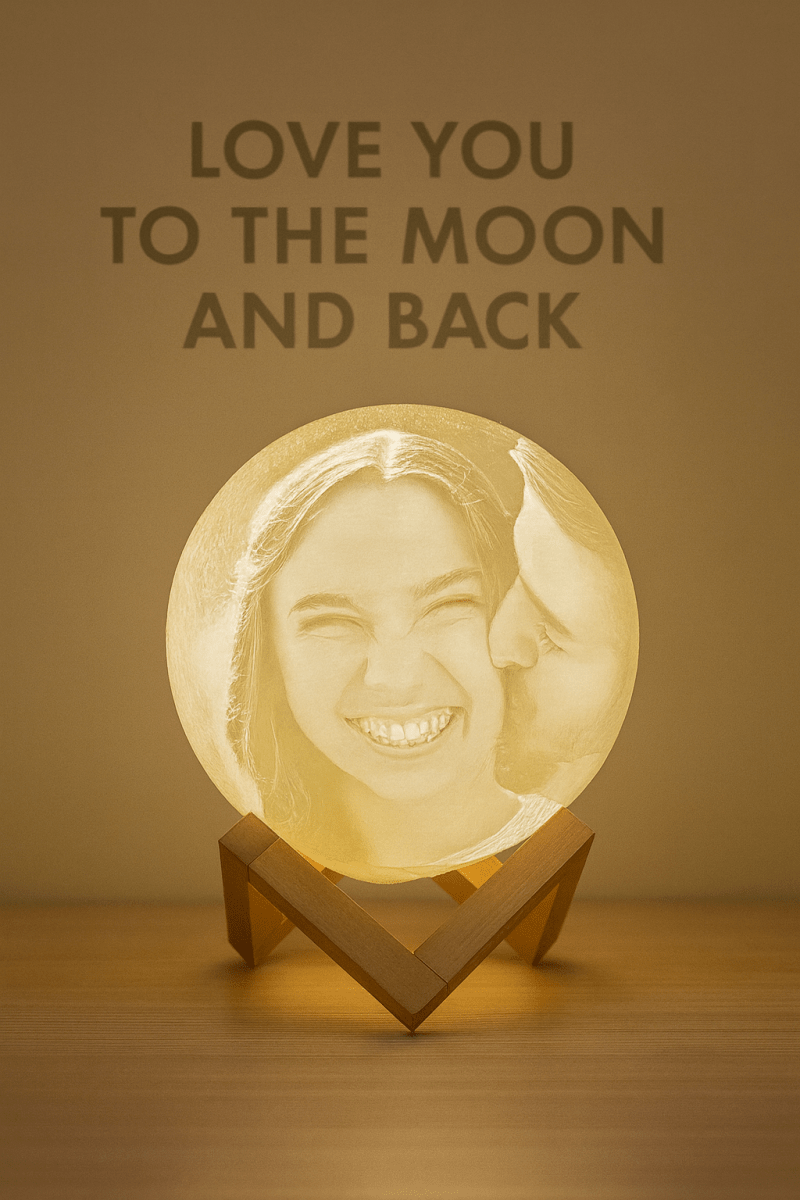 Lámpara Luna 3D Personalizada con Foto Grabada - Impresión y Regalos 3D
