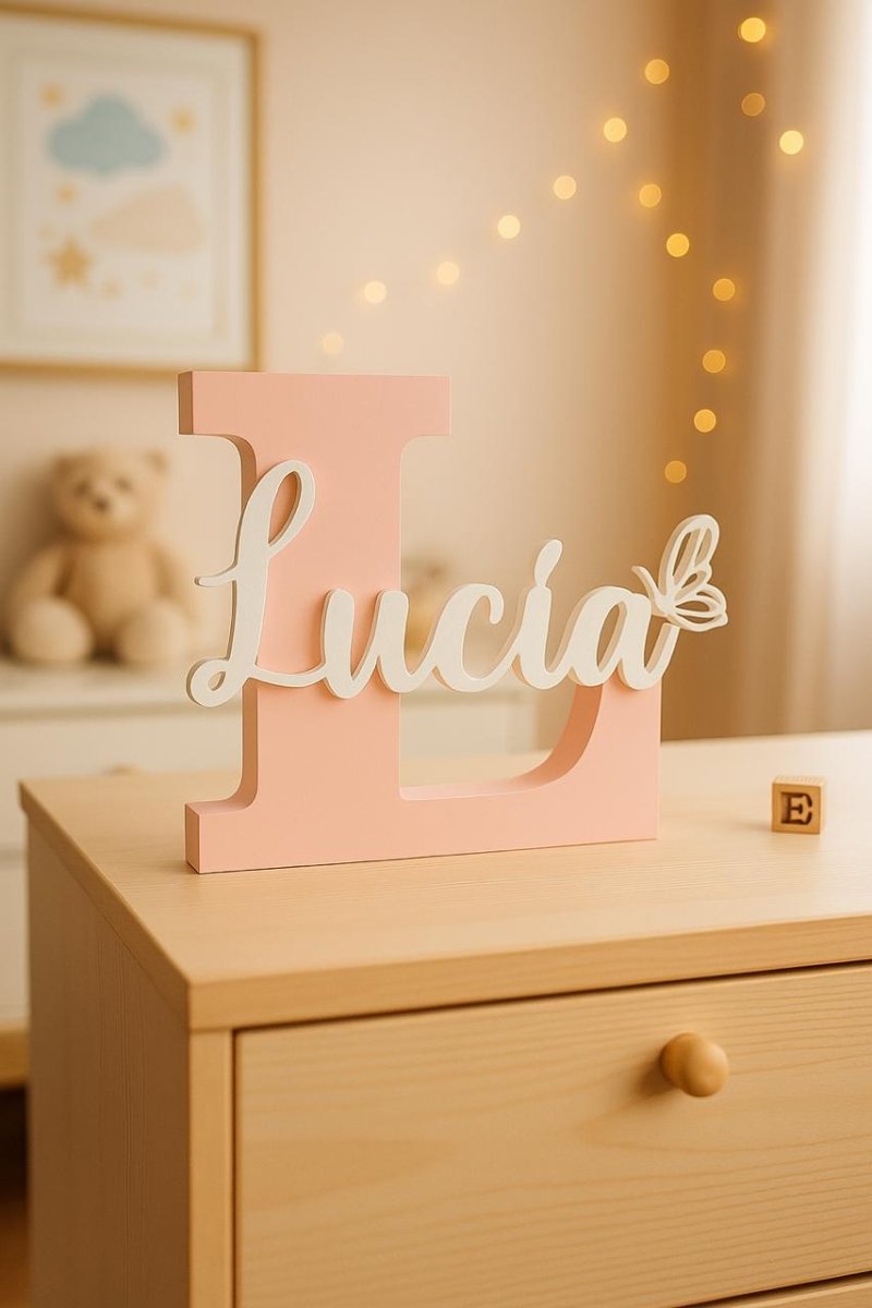 Letrero Inicial + Nombre Personalizado 3D | 24cm Decoración - Impresión y Regalos 3D