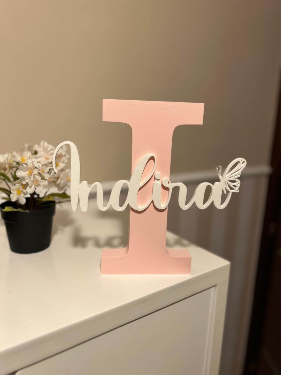 Letrero Inicial + Nombre Personalizado 3D | 24cm Decoración - Impresión y Regalos 3D