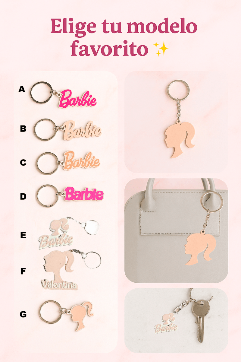 LLAVERO MARCA DE MUÑECA FAMOSA RUBIA - Impresión y Regalos 3D