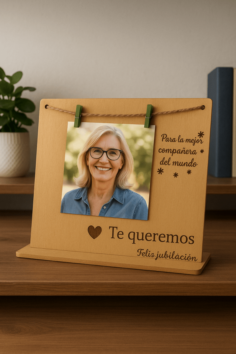 Marco de fotos personalizable en madera con cuerda - Impresión y Regalos 3D