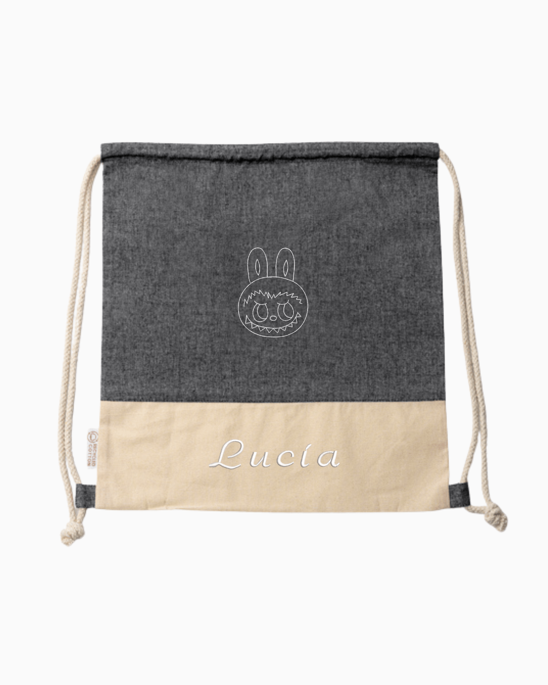 Mochila de tela bordada LABUBU + NOMBRE personalizado