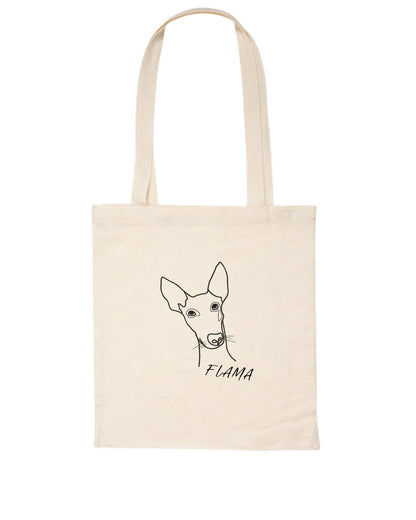 Totebag personalizada con el bordado lineal de tu mascota y nombre